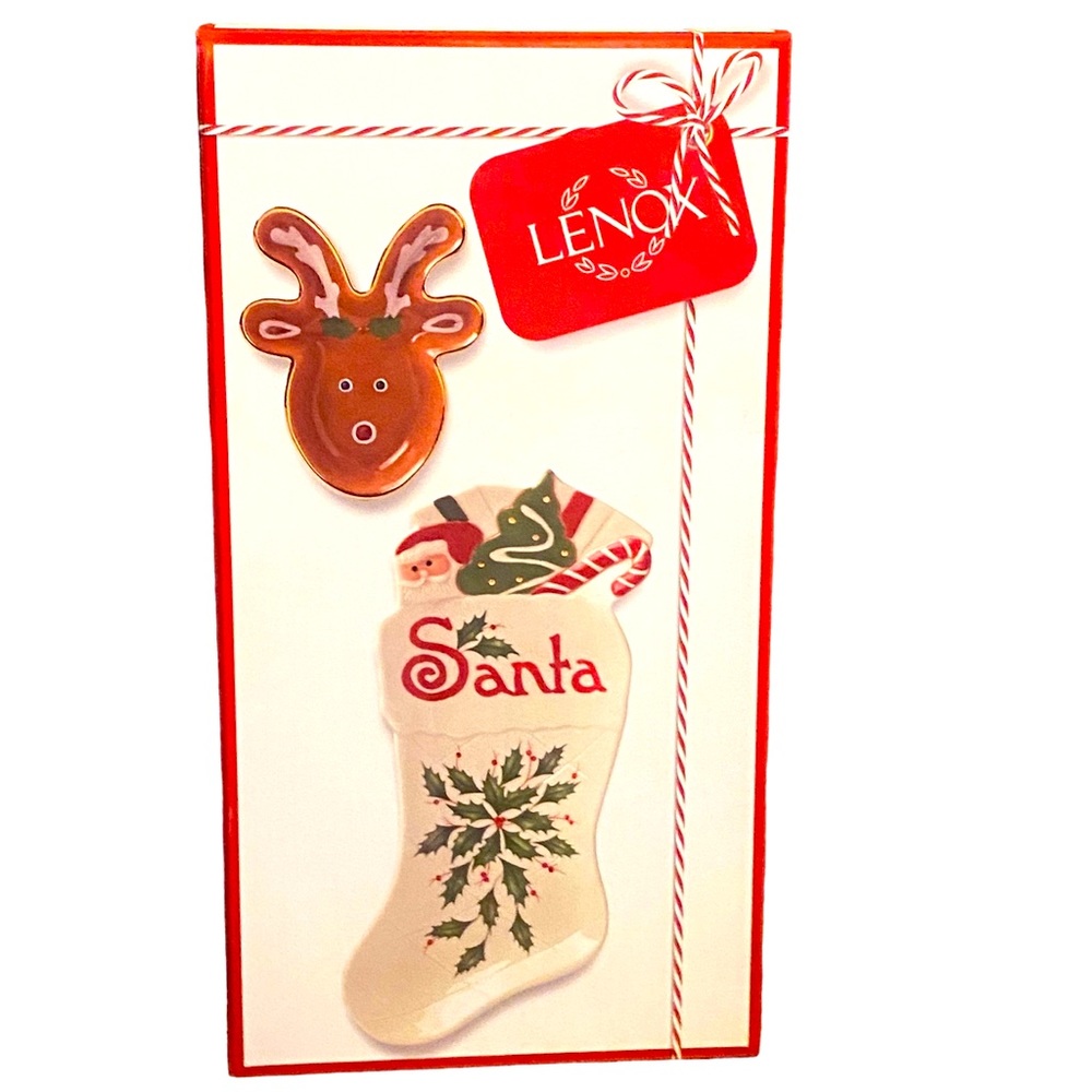 Lenox Hosting The Holidays Cookies for Santa 2 Piece Plate Set New